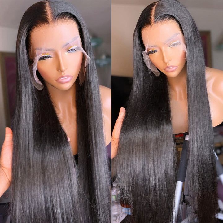 QVR Straight Wigs Human Hair Wig Pre-plucked Hairline with Baby Hair T Lace 4x4 13x4 13x6 Lace Frontal Wigs 210 Density