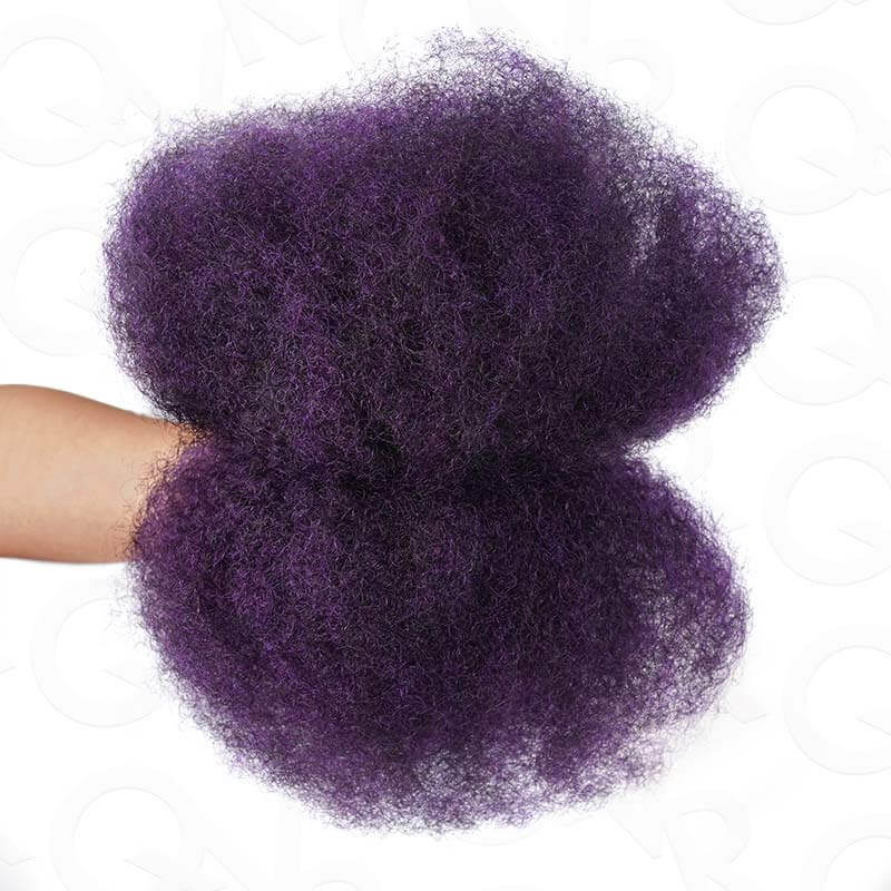 QVR Mix #1B/Purple Color Afro Kinky Bulk Human Hair For Braiding Dreadlock Hair