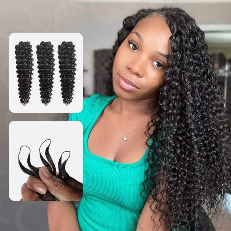 CLEARANCE|Deep Curly Handmade Feather Crochet Braid Human Hair Extensions