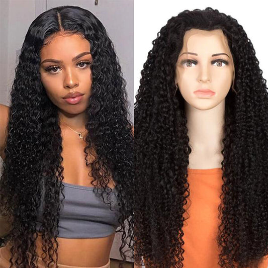 QVR Remy Human Hair 13*4 Lace Frontal Wigs Curly Wave Wig