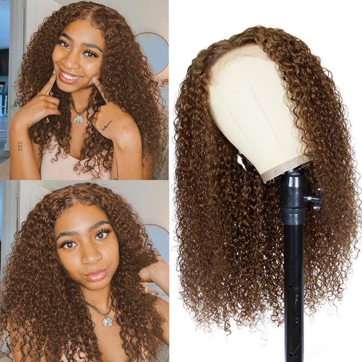 Chestnut Dark Brown Color HD Lace 5x5 Lace Closure Wigs Deep Wave Glueless Wig Pre Plucked 180% Density
