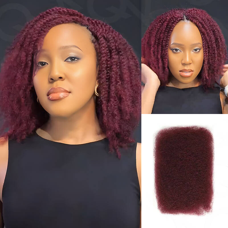 SUPER DEAL|3 PACKS Burgundy Afro kinky Bulk SEND 1 FREE HAIR 10''