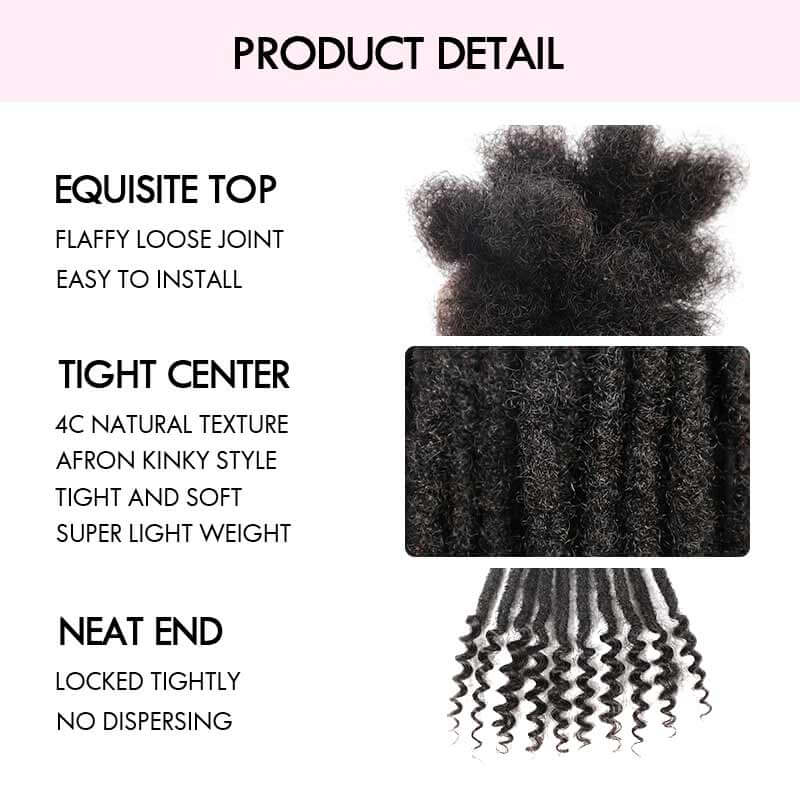 QVR Natural Black Dreadlock Loc Extensions With Curly Ends Human Hair