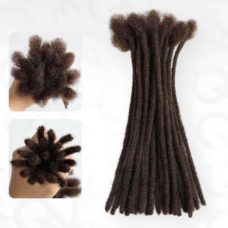 QVR Handmade Dreadlocks Deep Brown #2 Thickness 0.6cm Human Hair Loc Extensions
