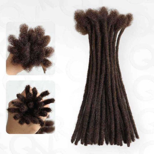 QVR Handmade Dreadlocks Dark Brown #4 Thickness 0.6cm Human Hair Loc Extensions