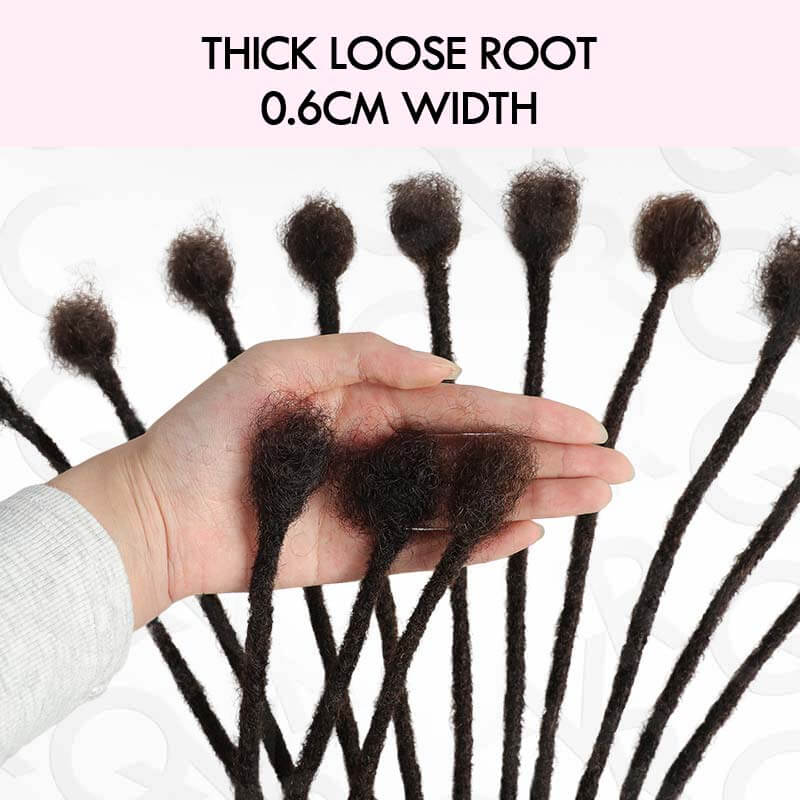 QVR Handmade Dreadlocks Deep Brown #2 Thickness 0.6cm Human Hair Loc Extensions