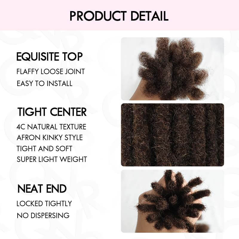 QVR Handmade Dreadlocks Dark Brown #4 Thickness 0.6cm Human Hair Loc Extensions