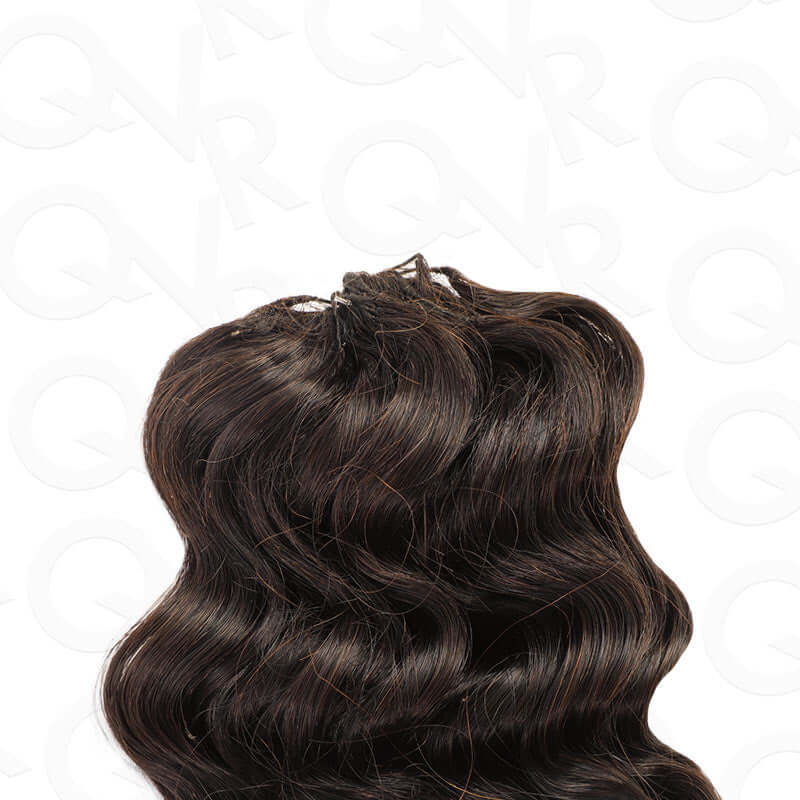QVR Dark Brown #4 Crochet Hair Deep Wave Machine Made Feather Human Hair Extension