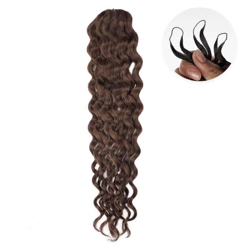 QVR Deep Brown #2 Water Wave Soft Feather Crochet Braids Human Hair Extensions