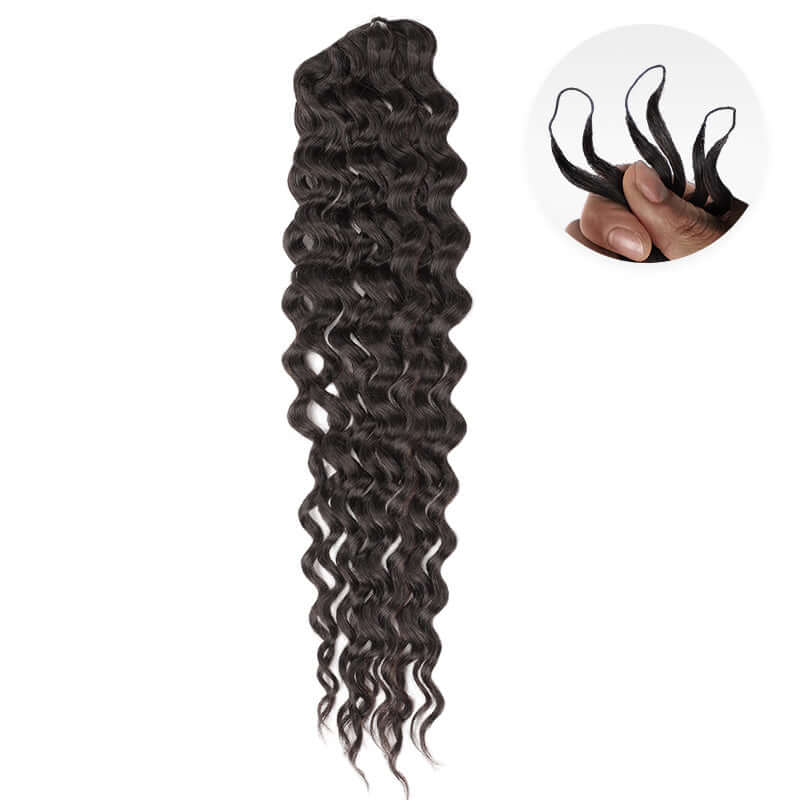 QVR Lightweight Natural Black Water Wave Crochet Braid Human Hair Extensions