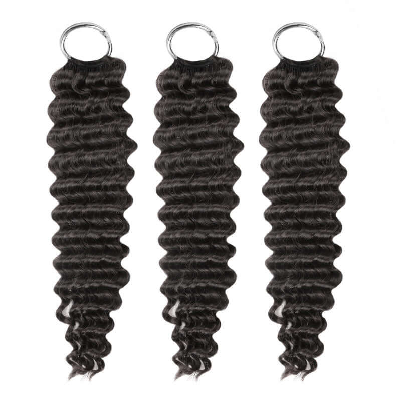 QVR 1 Pack Deep Wave Feather Crochet Human Hair Extension