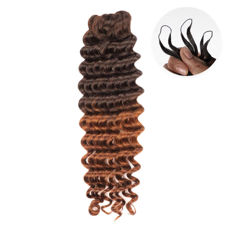 QVR 1 Pack Muti-Color Deep Wave Handmade Feather Crochet Braid Human Hair Extensions