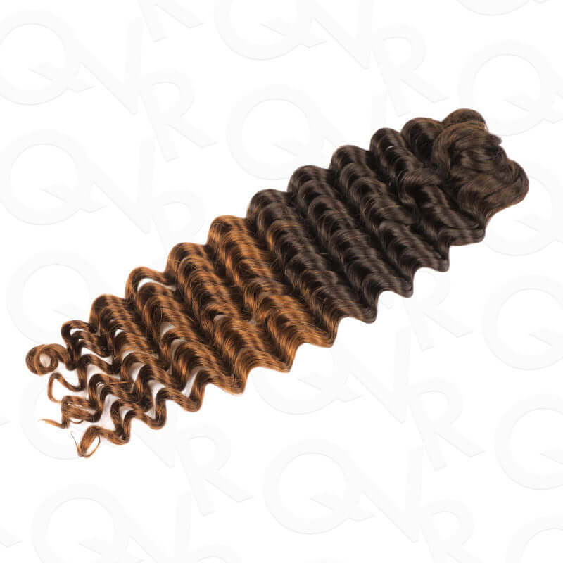 QVR #T2/30 Crochet Hair Deep Wave Machine Made Feather Human Hair Extension