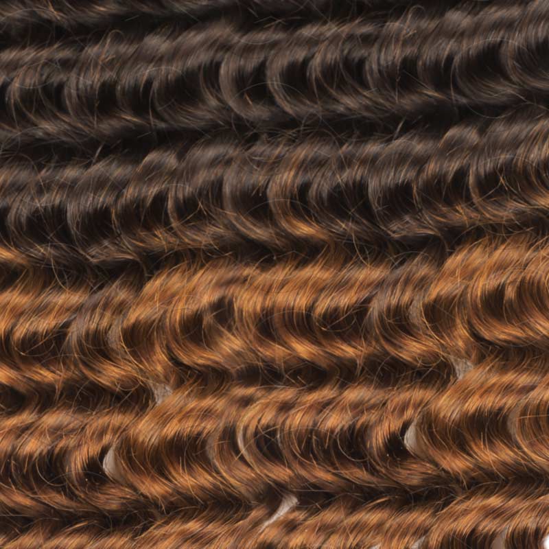 QVR #T2/30 Crochet Hair Deep Wave Machine Made Feather Human Hair Extension
