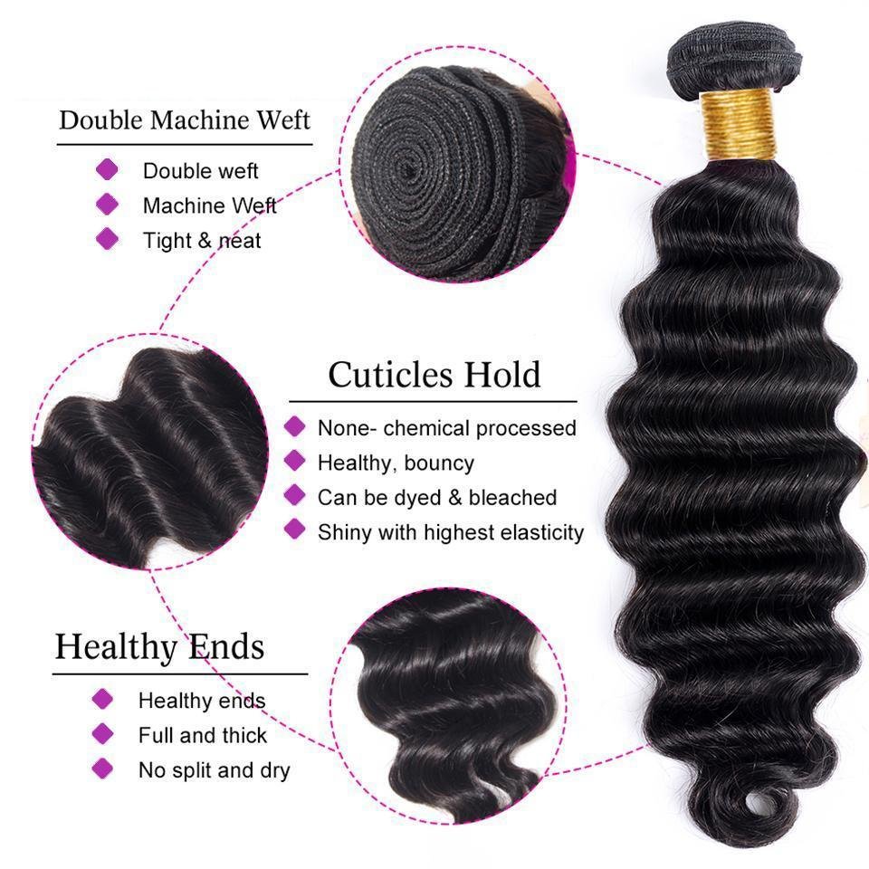 Loose Deep Wave Bundles with Closure Peruvian Hair Bundles with Closure Remy 100% Human Hair Bundles with 4x4 lace Closure