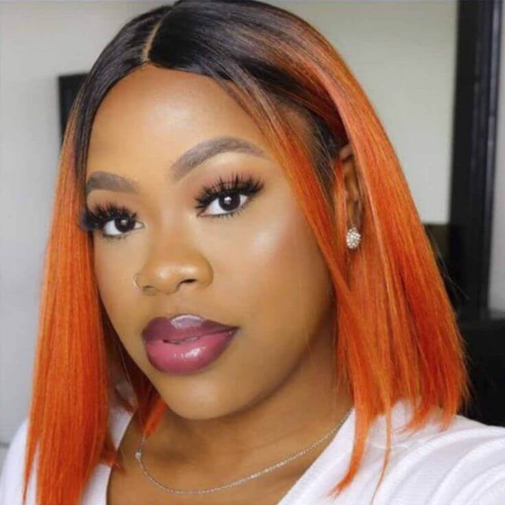 Flash Sale|Ombre 2/Orange Straight T Lace Bob Wig