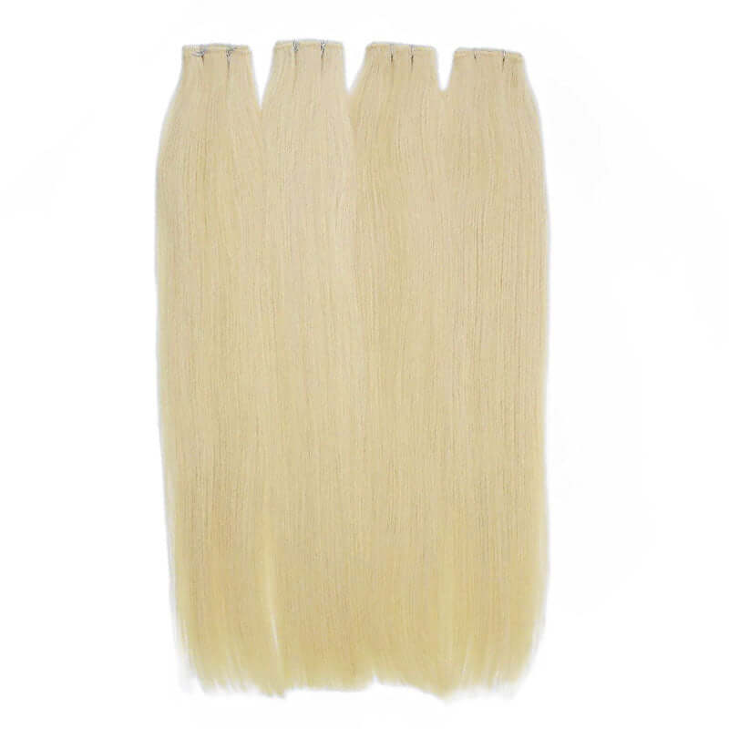 QVR Quick Weave Human Hair Bundles Blonde Straight Invisible Genius Weft Sew In Hair Extensions