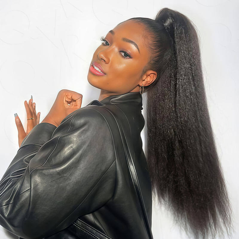 US Only|QVR #1B Kinky Straight Half Wig