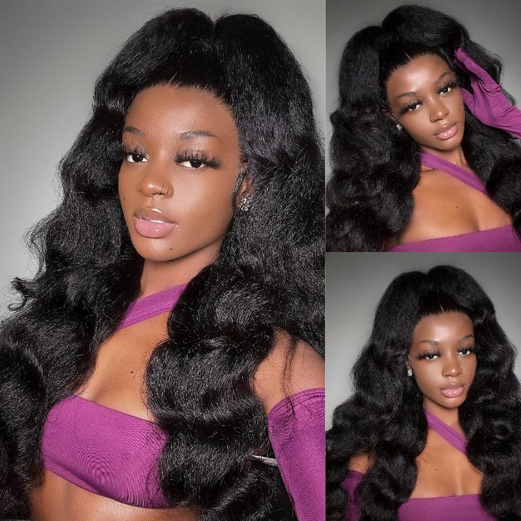QVR Brazilian Virgin Full Lace Frontal Human Hair Wigs Kinky Straight Wigs Yaki Straight Hair