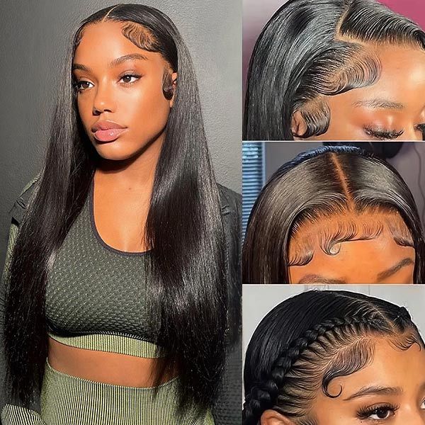QVR Straight Wigs Human Hair Wig Pre-plucked Hairline with Baby Hair T Lace 4x4 13x4 13x6 Lace Frontal Wigs 210 Density