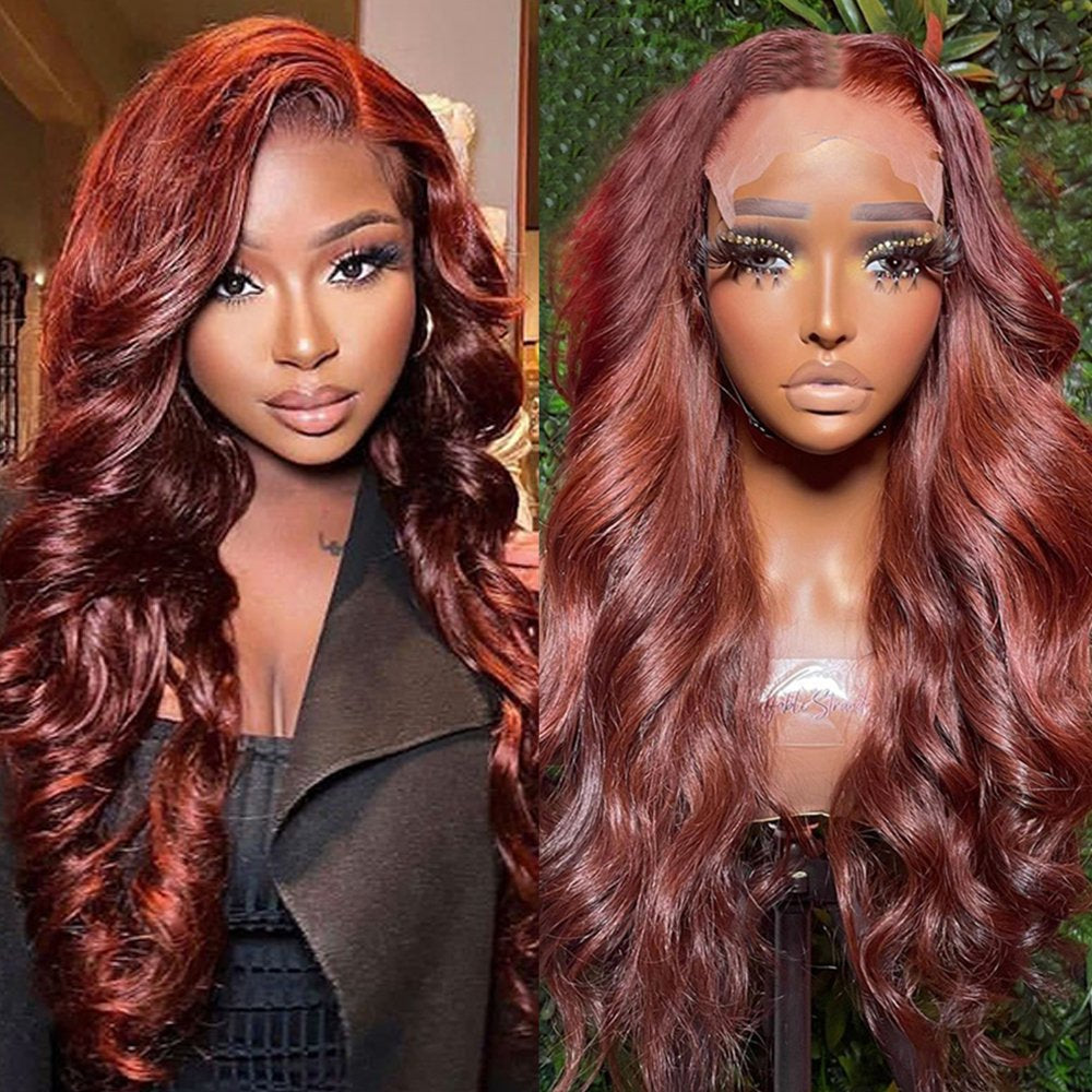 QVR Reddish Brown 13x4 Lace Body Wave Wig 4x4 Lace Human Hair Wigs