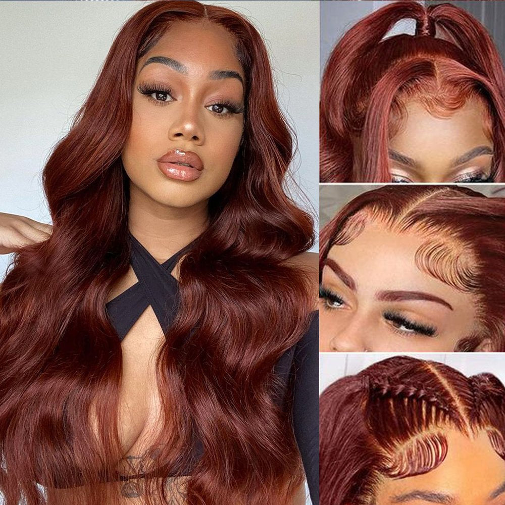 QVR Reddish Brown 13x4 Lace Body Wave Wig 4x4 Lace Human Hair Wigs