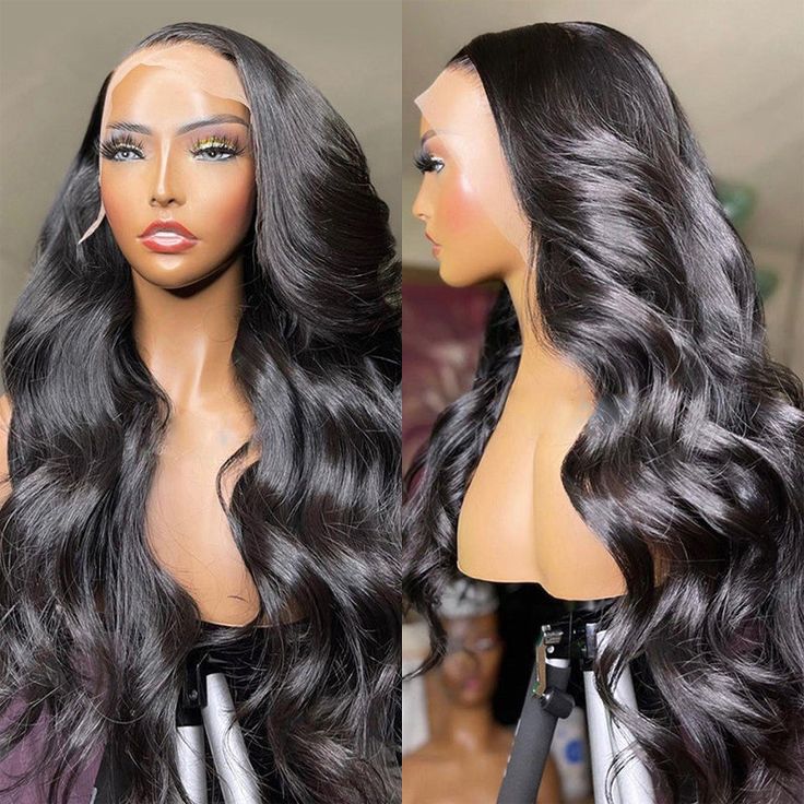 QVR Body Wave 13x6 Lace Frontal Wigs Human Hair Black Wigs Bleach Knots For Women