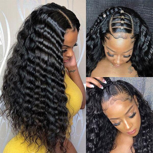 QVR Loose Deep Wave Wig Long Human Hair Wigs 13x4 Lace Front Wigs