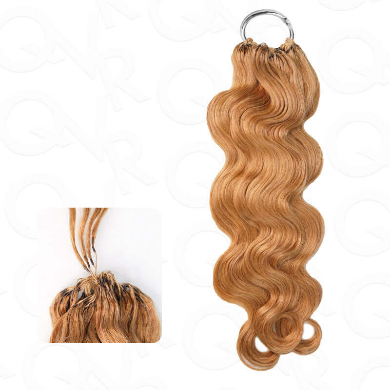 QVR Honey Blonde #27 Crochet Hair Body Wave Machine Made Feather Human Hair Extension