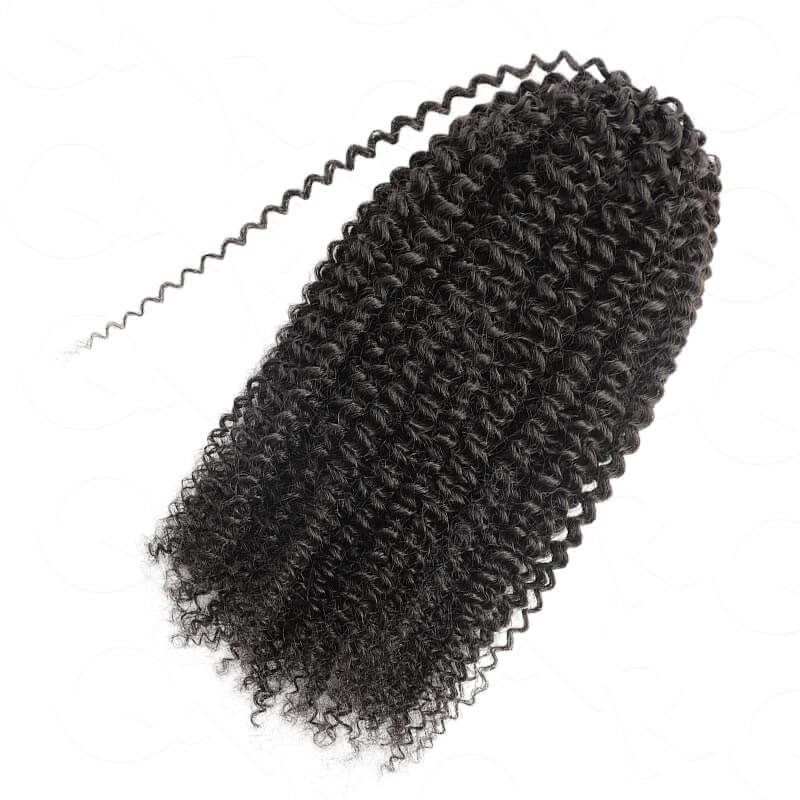 US Only|QVR #1B Afro Kinky Curly Feather Crochet Human Hair