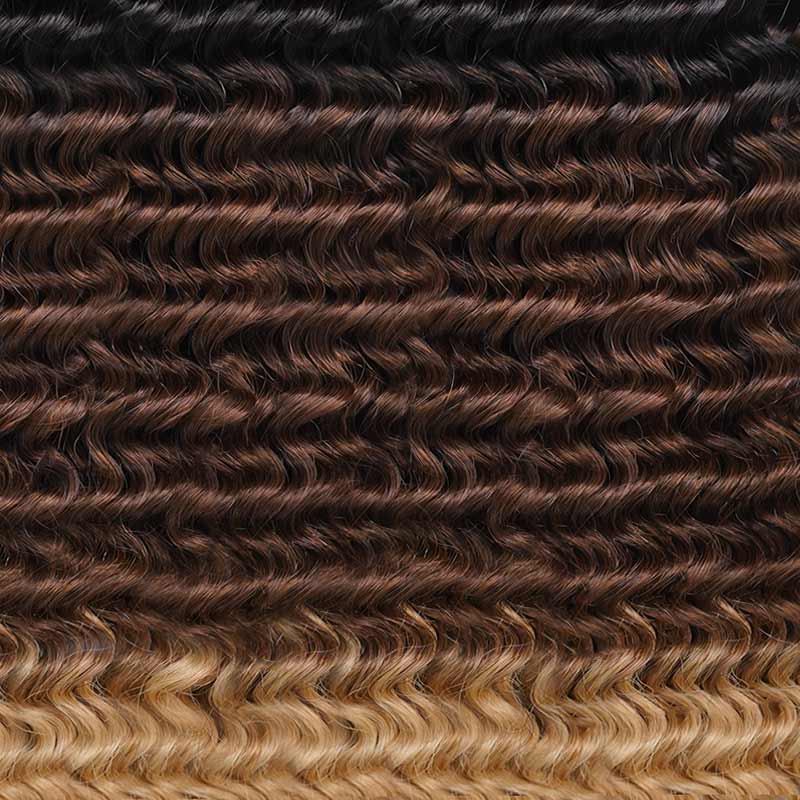QVR Ombre #T1B/30/350 Small Kinky Curly Machine Made Feather Crochet Human Hair Extensions