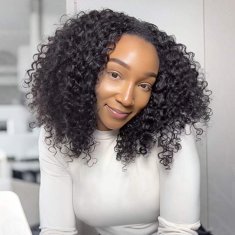 Flash Sale|QVR Glueless Half Wig 3 In 1 Twist Curly Human Hair