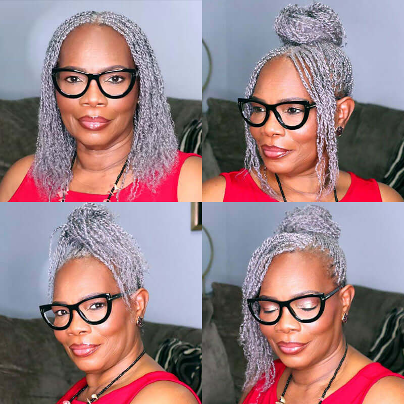 QVR 1 Pack Grey Color Afro kinky Bulk Human Hair
