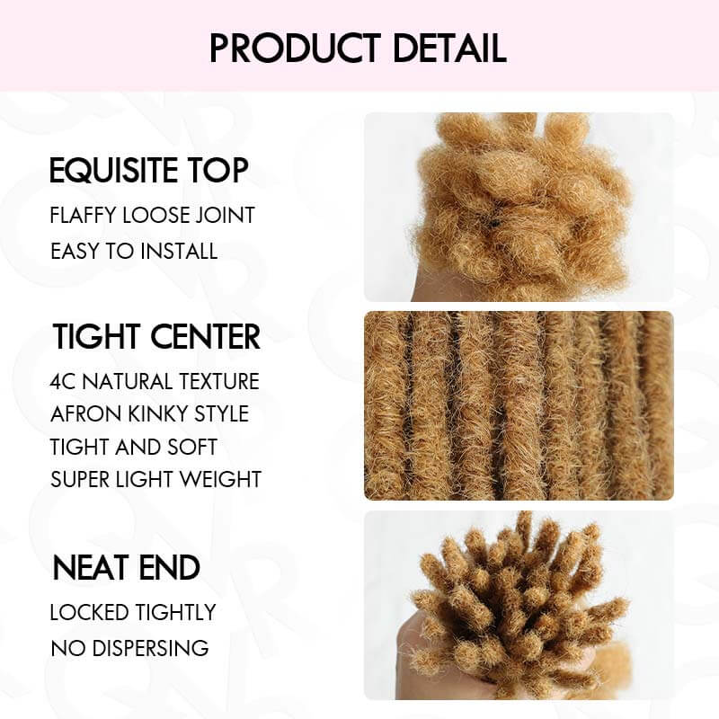 QVR Handmade Dreadlocks Honey Blonde #27 Thickness 0.6cm Human Hair Loc Extensions