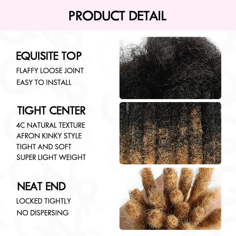 QVR Handmade Dreadlocks Ombre #T1B/27 Color Thickness 0.6cm Loc Extensions Human Hair