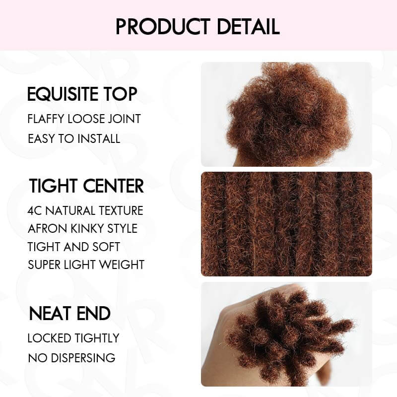 QVR Handmade Dreadlocks Reddisn Brown #33 Thickness 0.6cm Human Hair Loc Extensions
