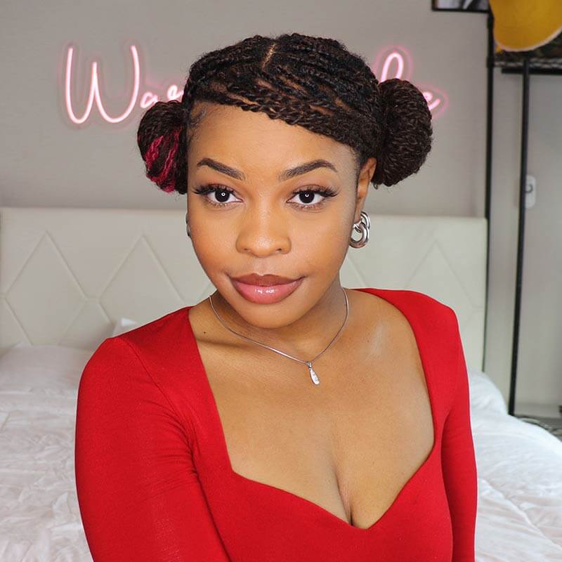 QVR Dark Brown+Pink Two Colors Afro Kinky Bulk Human Hair For Braiding DreadLock