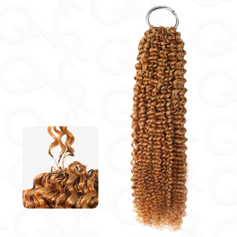 QVR Honey Blonde #27 Crochet Hair Water Wave Machine Made Feather Human Hair Extension