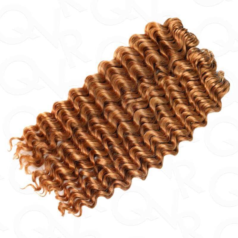 QVR Honey Blonde #27 Crochet Hair Deep Wave Machine Made Feather Human Hair Extension