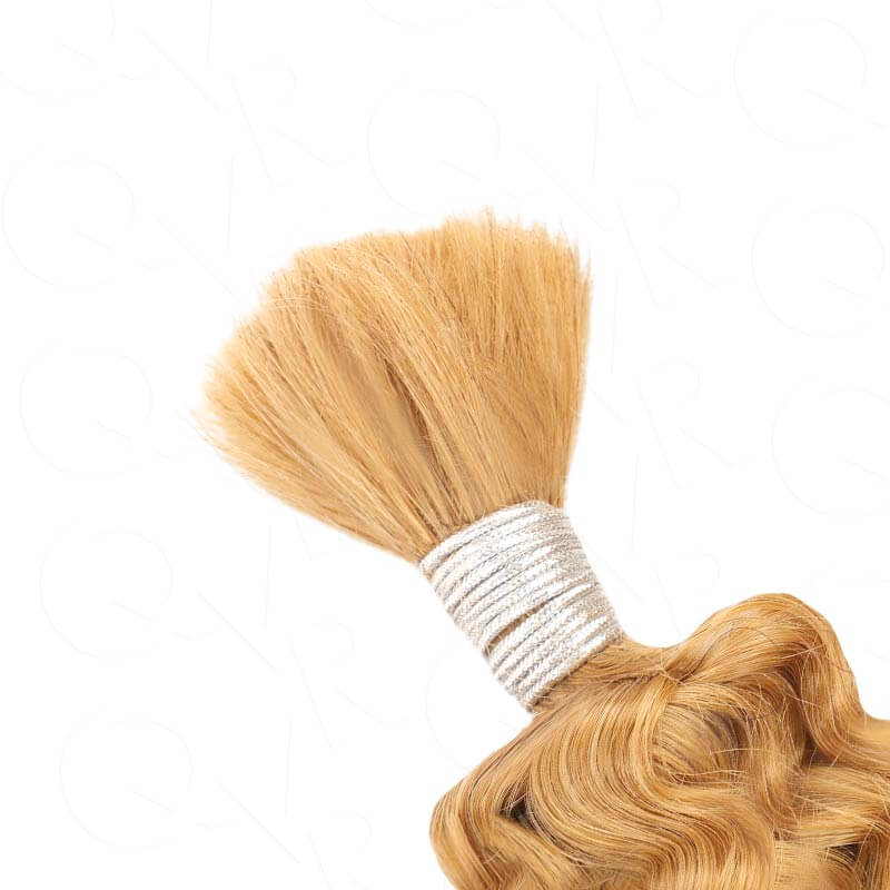 QVR Honey Blonde #27 Water Wave Bulk Hair Extensions for Boho Knotless Braiding