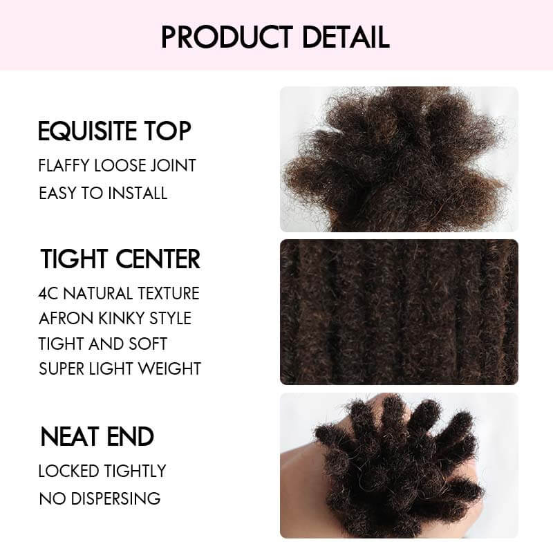 QVR Handmade Dreadlocks Deep Brown #2 Thickness 0.6cm Human Hair Loc Extensions