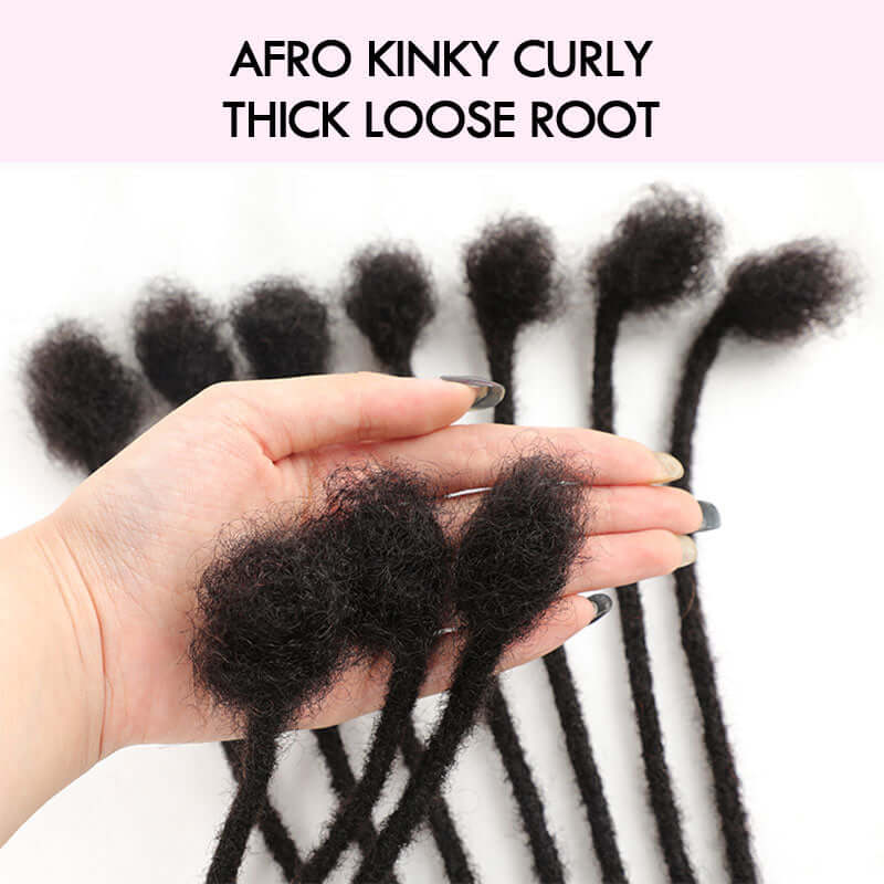 QVR Natural Black Dreadlock Loc Extensions With Curly Ends Human Hair