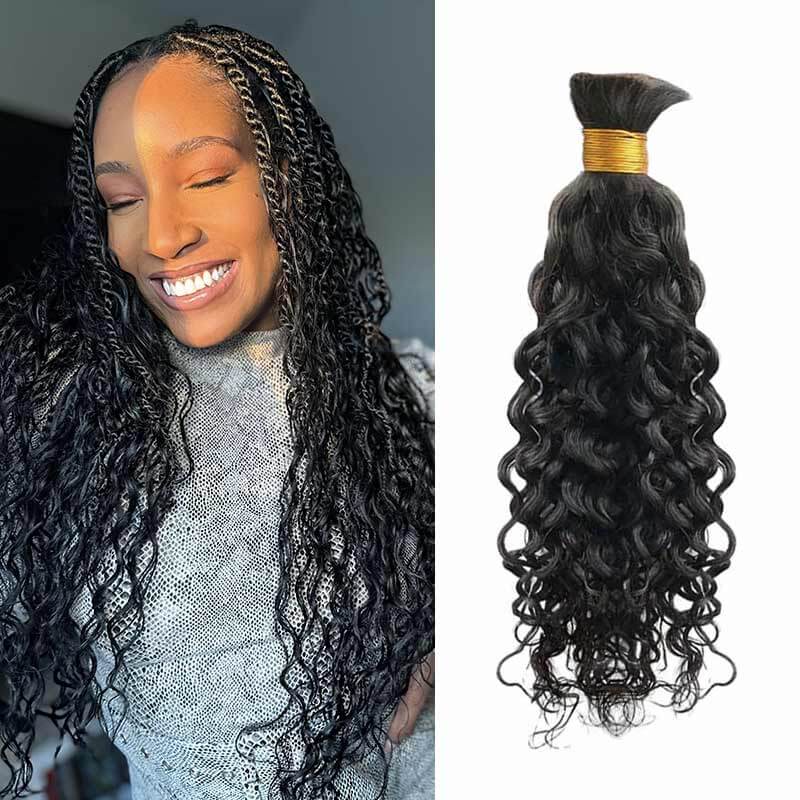 QVR 1 Pack Human Bulk Hair Extensions for Boho Knotless Braiding