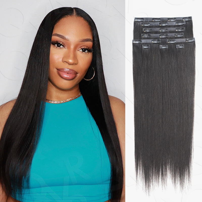 QVR Burmese Curly PU Clip In Hair Extensions 9PCS 5PCS Volumizer Human Hair