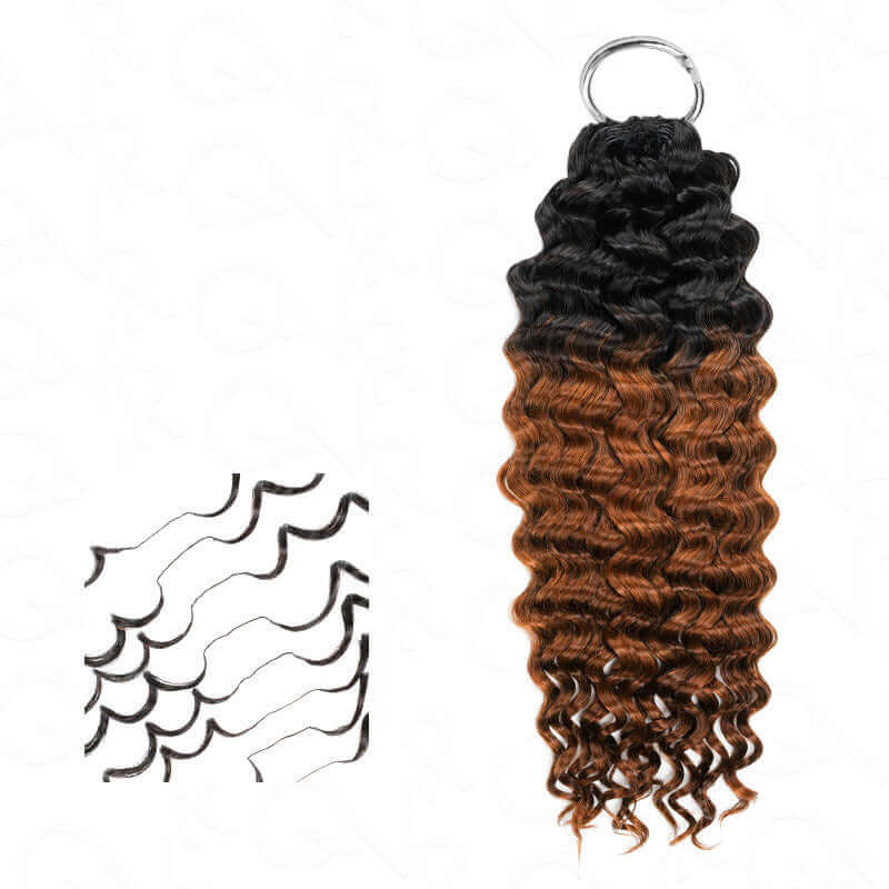 US Only|QVR #T1B/30 Water Wave Feather Crochet Human Hair