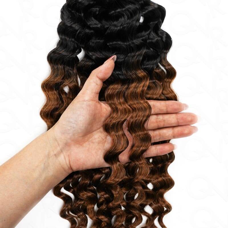 QVR #T1B/30 Crochet Hair Water Wave Machine Made Feather Human Hair Extension