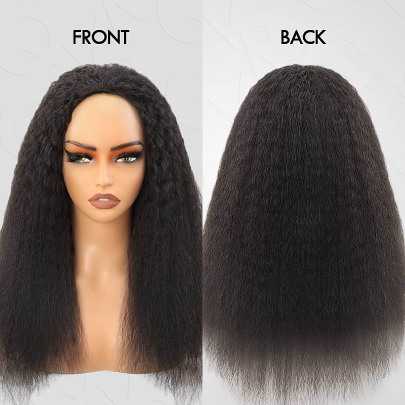 US Only|QVR #1B Kinky Straight Half Wig
