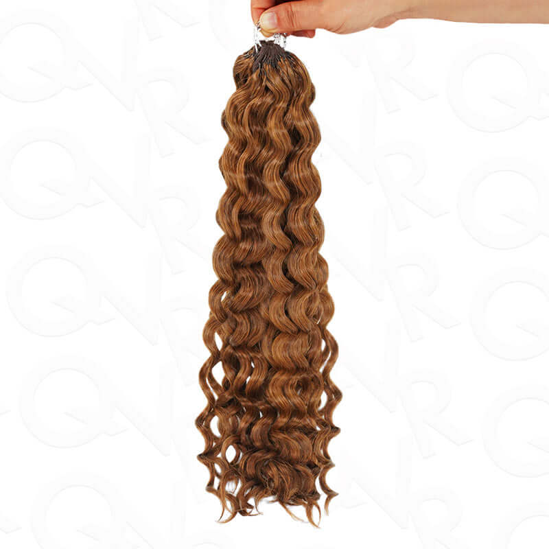 Flash Sale|QVR Auburn Brown #30 Water Wave Feather Crochet Human Hair
