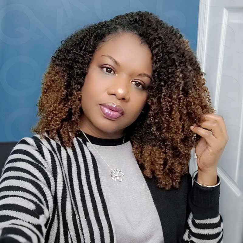 US Only|QVR #T2/30 Afro Kinky Curly Feather Crochet Human Hair