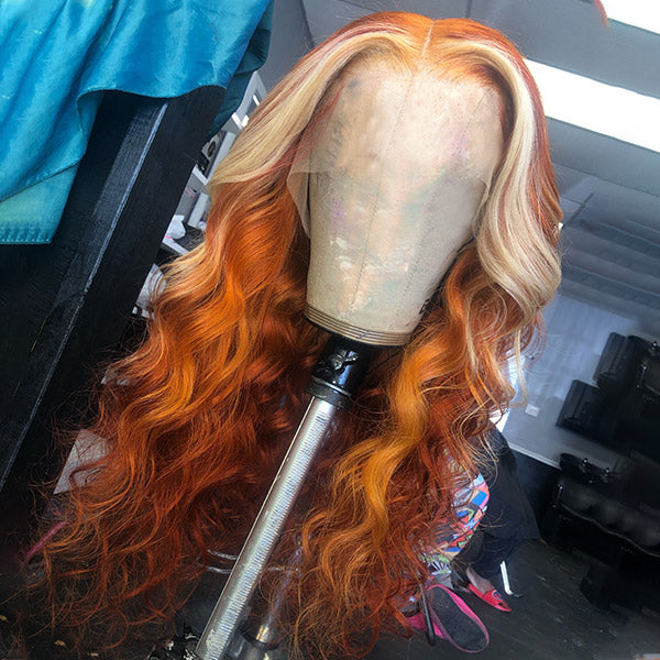 Ginger Blonde Wig 13x4 HD Lace Front Wig Body Wave Human Hair Wigs Blonde Orange Wig